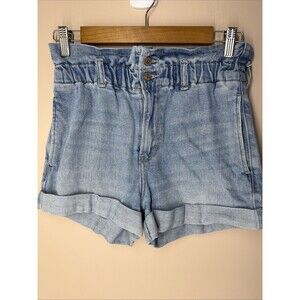 HOLLISTER Womens Light Denim Wash Paper Bag Ultra High Rise Mom Shorts Size 1